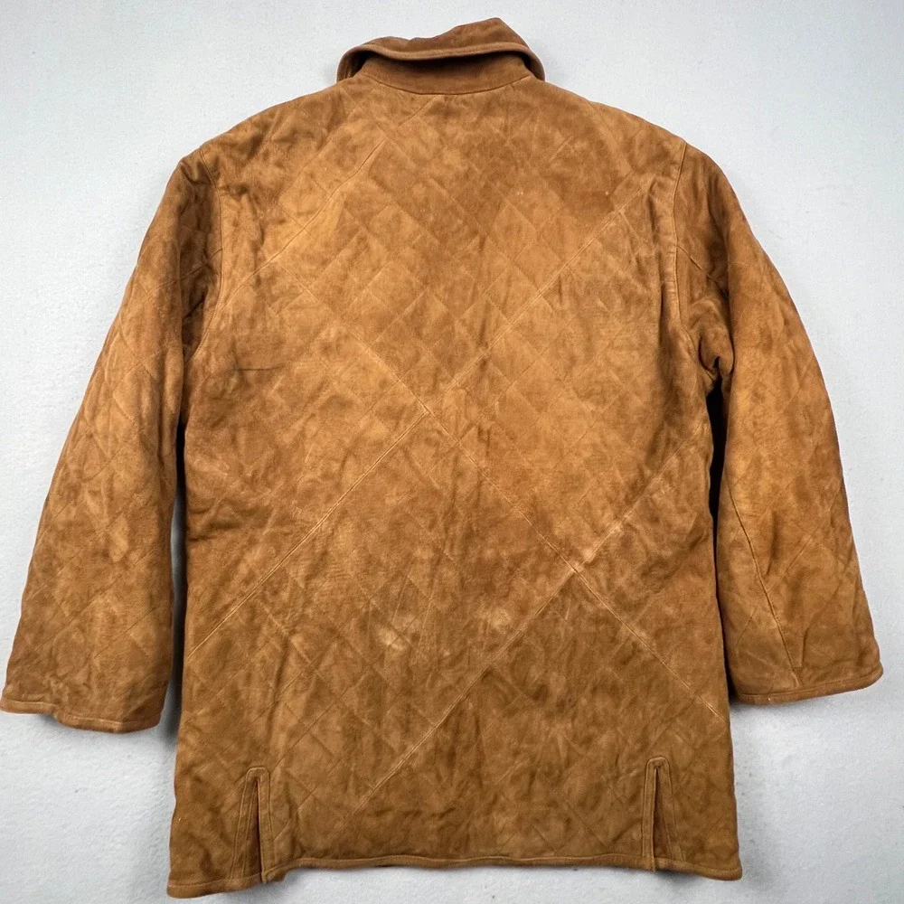 Johnnie Walker Quilted Goat Suede Jacket Mens M Brown Field Coat Outdoor Luxury
